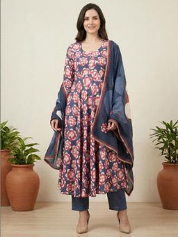 arangya - Blue Printed Round Neck Kurta With Pant & Dupatta