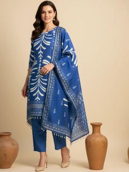 arangya - Blue Printed Round Neck Kurta With Pant & Dupatta