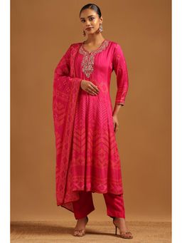Soch - Pink Printed Round Neck Kurta With Pant & Dupatta