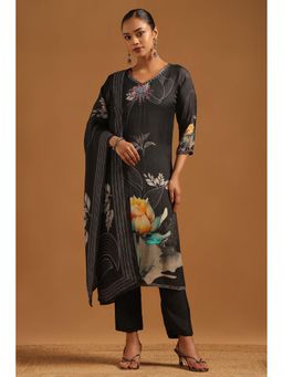Soch - Black Embellished/Sequined V-Neck Kurta With Pant & Dupatta