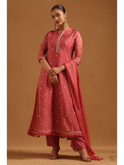 Soch - Pink Printed Mandarin Neck Kurta With Pant & Dupatta