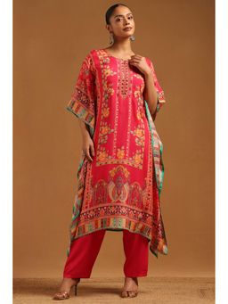 Soch - Pink Printed Round Neck Kaftan With Pant