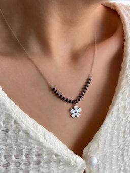 Digital Dress Room - Flower Silver Short Mangalsutra