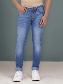 Wrangler - Men Blue Vegas Skinny Fit Low Rise Heavy Fade Jeans