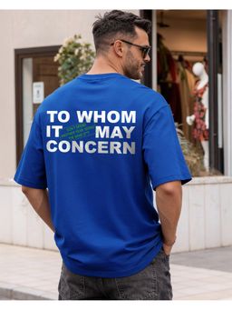 Bewakoof - Men's Blue Clock Typography Oversized T-Shirt