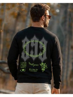 Bewakoof - Men's Jet Black 999 Graphic Printed Plus Size Sweatshirt