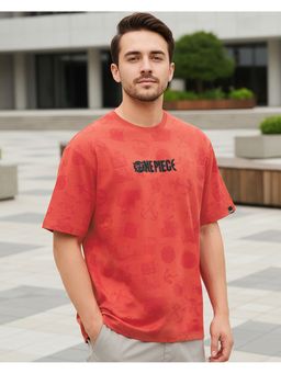 Bewakoof - One Piece Men's Flame Scarlet Red All Over Printed Oversized T-Shirt