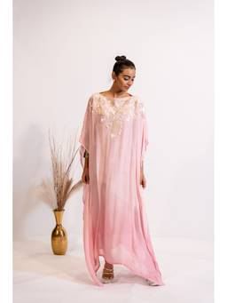 Timaraa - Women Georgette Embellished Kaftan Pink Maxi Dress