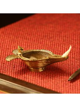 ExclusiveLane - 'Shimmering Diya' Handmade Brass Showpiece In Dhokra Art