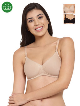 Inner Sense - Organic Cotton Antimicrobal Padded T-Shirt Bra -Pack Of 3 -Multi-Color