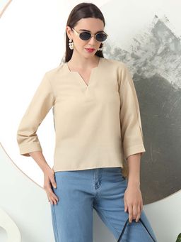 FITHUB - Women Solid V-Neck Regular Sleeve Top