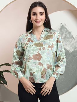 FITHUB - Women Classy Printed Collar Neck Top