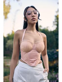 Lea Clothing - Naila Pastel Pink Halter Corset Top