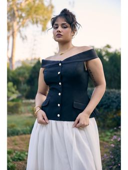 Lea Clothing - Tyga Black Off Shoulder Longline Top