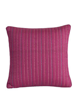 Maspar - Hues Folklore Recurring Stripes Red Embroidery Hand Cotton Medium Cushion Cover