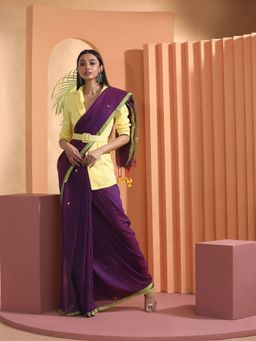 Beatitude - Magenta Handspun Cotton Saree with Unstitched Blouse