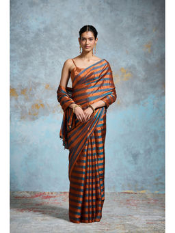 Dressfolk - Handloom Peacock Copper Tissue Saree with Unstitched Blouse