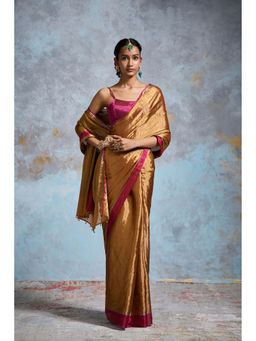 Dressfolk - Handloom Pink Tissue Saree with Unstitched Blouse