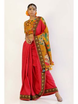 UDD DESIGN - Vinayaka Red Saree with Unstitched Blouse