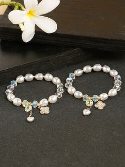 Stol'N - Stolon Crystal Pearl Bracelets - White (Pack Of 2)