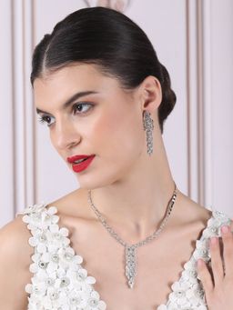 STILEADDA - Handcrafted Silver Plated Cz Necklace Set