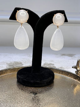 BEAUTY SPOT JEWELLERY - Opaque White Droplet Danglers