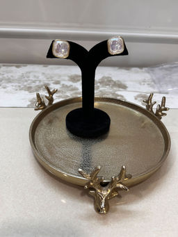 BEAUTY SPOT JEWELLERY - Mop Multi Square Shape Studs With Gold Finishing