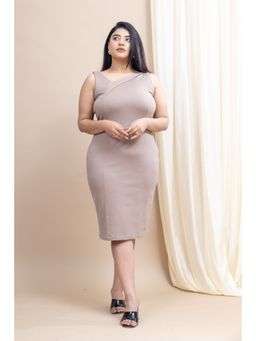 Mamicha - Moonbeam Sleeveless Bodycon Beige Dress