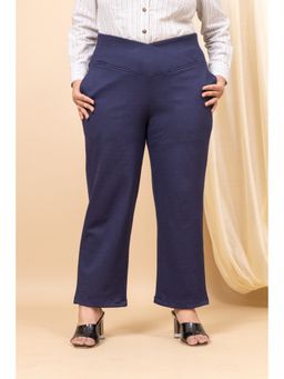 Mamicha - Pioneering Workwear High Waist Navy Blue Trouser