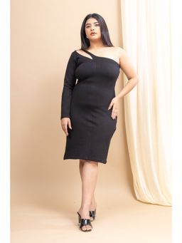 Mamicha - Selene Light Knee Length Bodycon Black Dress With Cutout