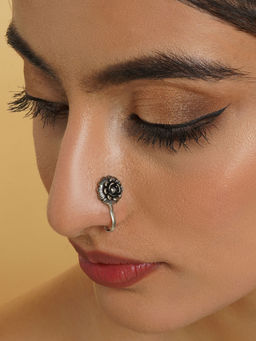 Teejh - Gul Silver Oxidised Nose Pin