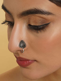 Teejh - Naksha Silver Oxidised Nose Pin