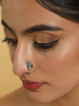 Teejh - Ambi Silver Oxidised Nose Pin