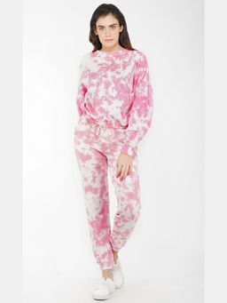 The Clothing Factory - Women's Pink Tie and Dye Oversized Sweatshirt and Jogger