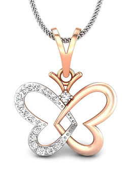 Candere by Kalyan Jewellers - 18K BIS Hallmark Rose Gold and Diamond Butterfly Pendant