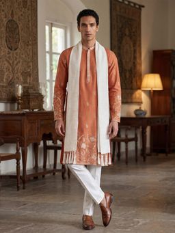 ETHNIC BAY - Peach Floral Regular Kurta with Pant and Dupatta