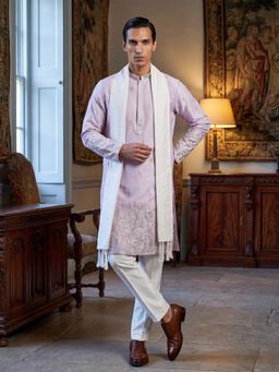 ETHNIC BAY - Lavender Embroidered Regular Kurta and Dupatta