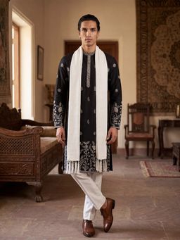 ETHNIC BAY - Black Embroidered Regular Kurta and Dupatta