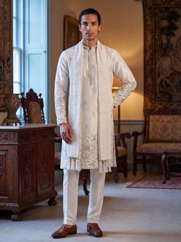 ETHNIC BAY - White Embroidered Regular Kurta and Dupatta