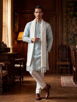 ETHNIC BAY - Blue Embroidered Regular Kurta and Dupatta
