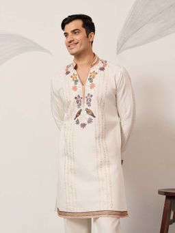 ETHNIC BAY - White Floral Regular Kurta and Pyjama