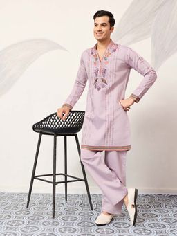 ETHNIC BAY - Lavender Floral Regular Kurta and Pyjama