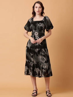SHOWOFF - Womens Black Dyed Fit and Flare Dress