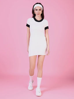 SHOWOFF - Womens White Solid Bodycon Dress