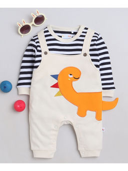 Bumzee - Beige & Navy Boys Full Sleeves Fashion Trendy Sleepsuit