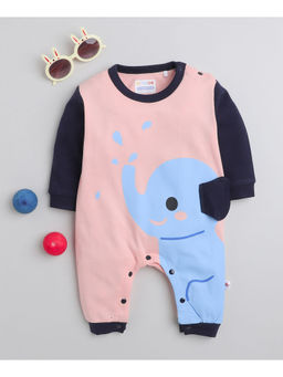 Bumzee - Peach & Navy Girls Full Sleeves Fashion Trendy Sleepsuit