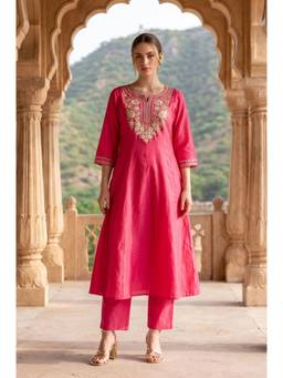 Aurelia - Pink Embroidered Zari Kurta