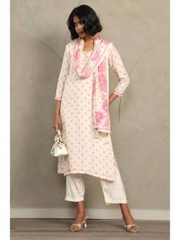Soch - Off White Floral Printed Kurta with Pant and Dupatta