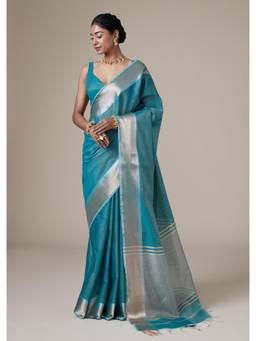 KALKI FASHION - Blue Chanderi Woven Zari Border Saree