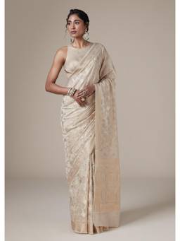 KALKI FASHION - Gold Chanderi Woven Zari Work Saree